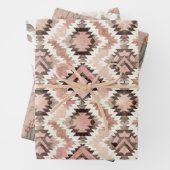 ピンクブラウン女性のカーボーイ南西フローラ誕生日 ラッピングペーパーシート (インサイチュ)