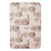 ピンクブラウン女性のカーボーイ南西ブーツフローラ バスマット (正面縦)