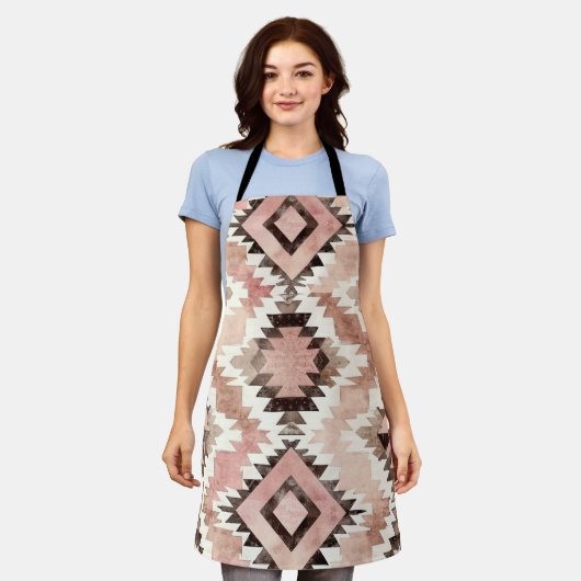 ピンクブラウン女性のカーボーイ南西部の部族 エプロン (着用した状態)