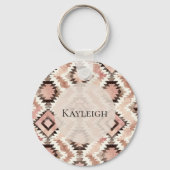 ピンクブラウン女性のカーボーイ南西部の部族 キーホルダー (正面)