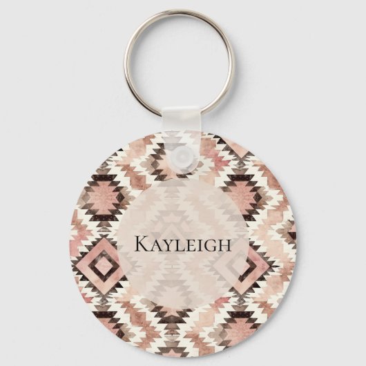 ピンクブラウン女性のカーボーイ南西部の部族 キーホルダー (正面)