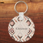 ピンクブラウン女性のカーボーイ南西部の部族 キーホルダー (正面)
