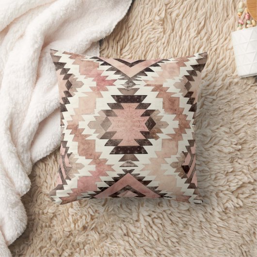 ピンクブラウン女性のカーボーイ南西部の部族 クッション (ブランケット)