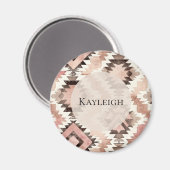 ピンクブラウン女性のカーボーイ南西部の部族 マグネット (正面/裏面)