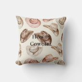 ピンクブラウン女性のカーボーイ南西部ハット クッション (正面)