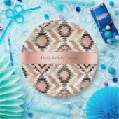 ピンクブラウン女性のカーボーイ南西部部族誕生日 ペーパープレート (パーティー)