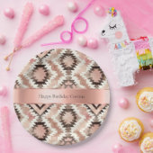 ピンクブラウン女性のカーボーイ南西部部族誕生日 ペーパープレート (パーティー)