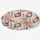 ピンクブラウン女性のカーボーイ南西部部族誕生日 ペーパープレート (アングル)