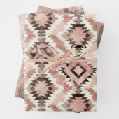 ピンクブラウン女性のカーボーイ南西部部族誕生日 ラッピングペーパーシート (インサイチュ)