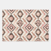 ピンクブラウン女性のカーボーイ南西部部族誕生日 ラッピングペーパーシート (正面)