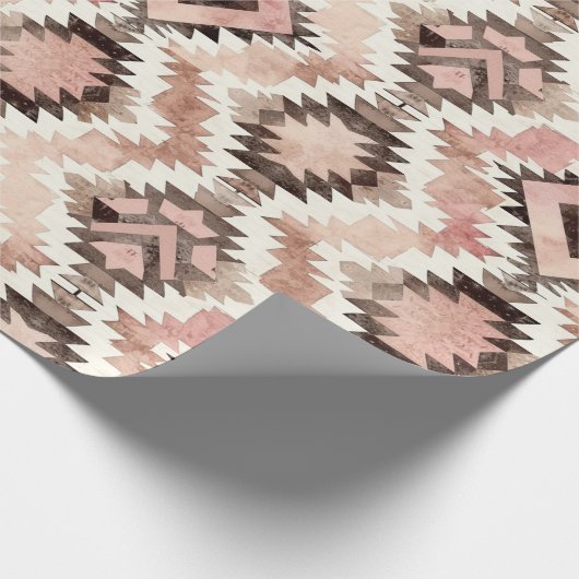 ピンクブラウン女性のカーボーイ南西部部族誕生日 ラッピングペーパー (角)