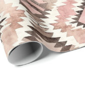 ピンクブラウン女性のカーボーイ南西部部族誕生日 ラッピングペーパー (ロールコーナー)