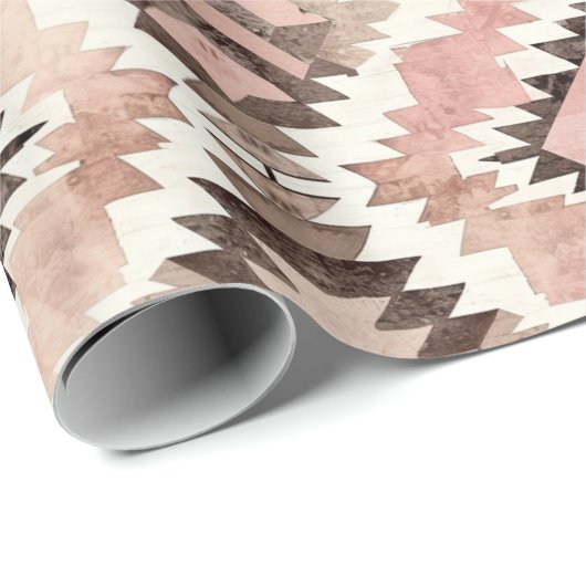 ピンクブラウン女性のカーボーイ南西部部族誕生日 ラッピングペーパー (ロールコーナー)