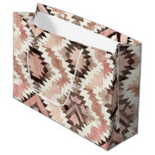 ピンクブラウン女性のカーボーイ南西部部族誕生日 ラージペーパーバッグ (正面アングル)