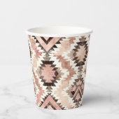 ピンクブラウン女性のカーボーイ南西部部族誕生日 紙コップ (正面)