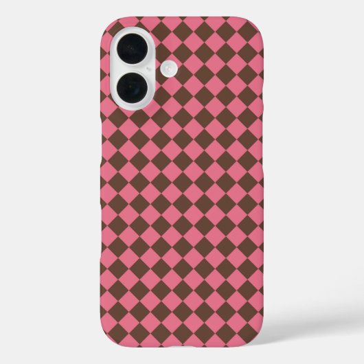 ピンクブラウン市松模様にダイヤモンド Case-Mate iPhoneケース (裏面)
