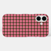 ピンクブラウン市松模様にダイヤモンド Case-Mate iPhoneケース (裏面 (横))