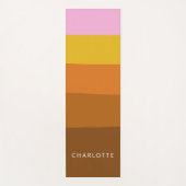 ピンクブラウン幅抽象芸術ストライプパーソナライズされた ヨガマット (正面)