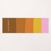 ピンクブラウン幅抽象芸術ストライプパーソナライズされた ヨガマット (正面(横))