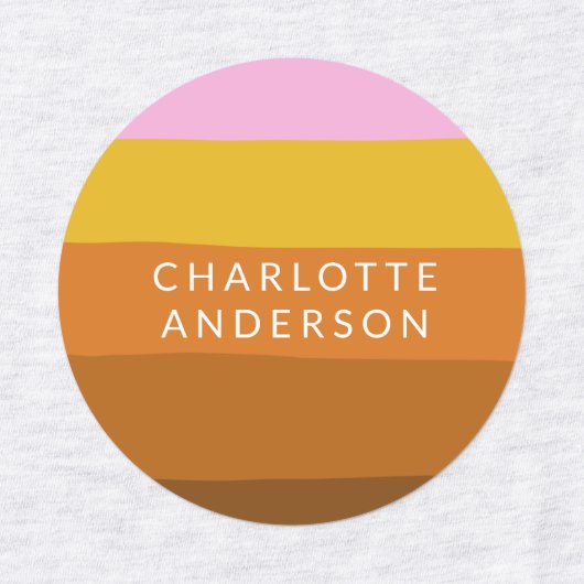 ピンクブラウン幅抽象芸術ストライプパーソナライズされた ラベル (デザイン1)