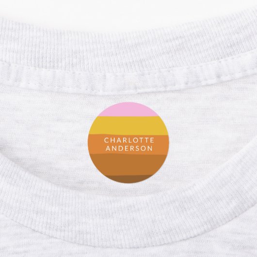 ピンクブラウン幅抽象芸術ストライプパーソナライズされた ラベル (貼付)