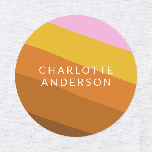 ピンクブラウン幅抽象芸術ストライプパーソナライズされた ラベル (デザイン2)