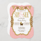 ピンクブラウン金ゴールドSipとsee招待状 招待状 (正面/裏面)