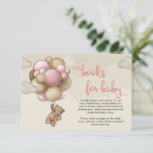 ピンクブラウン風船のブックリクエストを持つテディベア エンクロージャーカード (スタンド正面)