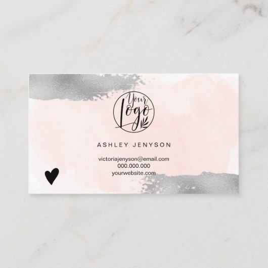 ピンクブラシのシルバーブラシのロゴの順序感謝していは 名刺 (裏面)