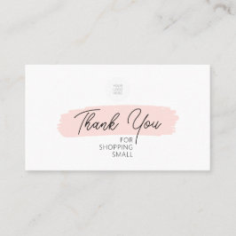 ピンクブラシストロークありがとうショッピング小 名刺