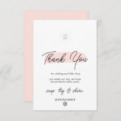 ピンクブラシストロークありがとうショッピング サンキューカード (正面/裏面)