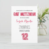 ピンクブラシストロークこうもりミッツバ招待状フラットカード (スタンド正面)