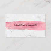 ピンクブラシストロークシルバーホワイトフォイル大理石 名刺 (正面)