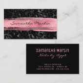 ピンクブラシストロークブラックフォイルヒョウ 名刺 (正面/裏面)