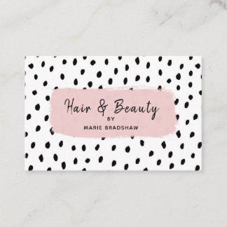 ピンクブラシストローク及び点の美しいの名刺 名刺