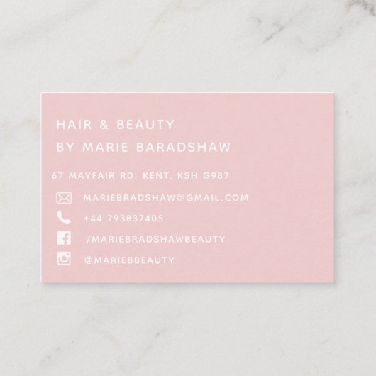 ピンクブラシストローク及び点の美しいの名刺 名刺 (裏面)