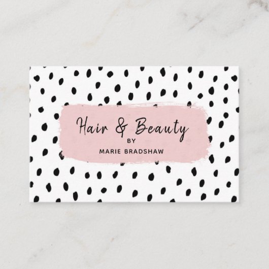 ピンクブラシストローク及び点の美しいの名刺 名刺 (正面)