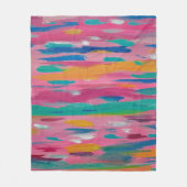 ピンクブラシストローク抽象芸術プリント フリースブランケット (正面)