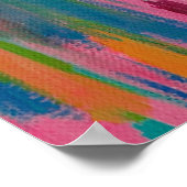 ピンクブラシストローク抽象芸術プリント ポスター (角)