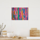 ピンクブラシストローク抽象芸術プリント ポスター (キッチン)