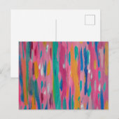 ピンクブラシストローク抽象芸術プリント ポストカード (正面/裏面)