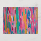ピンクブラシストローク抽象芸術プリント ポストカード (正面)