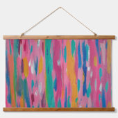 ピンクブラシストローク抽象芸術プリント 吊り下げ型タペストリー (正面)