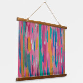 ピンクブラシストローク抽象芸術プリント 吊り下げ型タペストリー (傾斜あり)