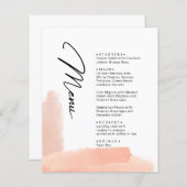 ピンクブラシストローク。シンプルモダン結婚メニュー (正面/裏面)