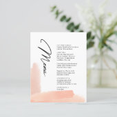 ピンクブラシストローク。シンプルモダン結婚メニュー (スタンド正面)