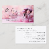 ピンクブラシメイクアップアーティスト 名刺 (正面/裏面)