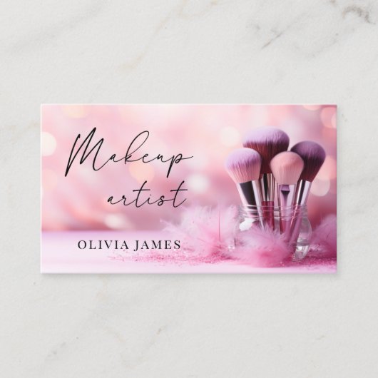 ピンクブラシメイクアップアーティスト 名刺 (正面)