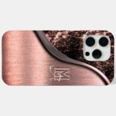 ピンクブラシ仕上げメタルおよびメタリックモノグラムのストーン Case-Mate iPhoneケース (裏面 (横))