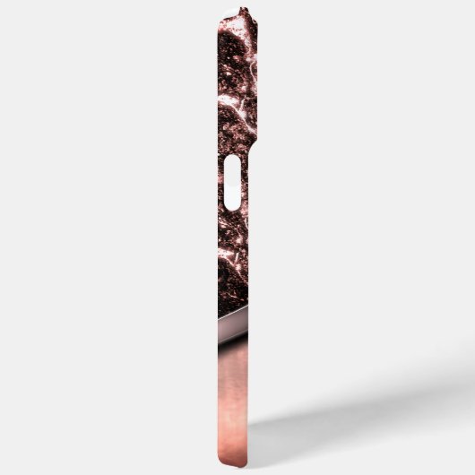 ピンクブラシ仕上げメタルおよびメタリックモノグラムのストーン Case-Mate iPhoneケース (裏面 / 右)